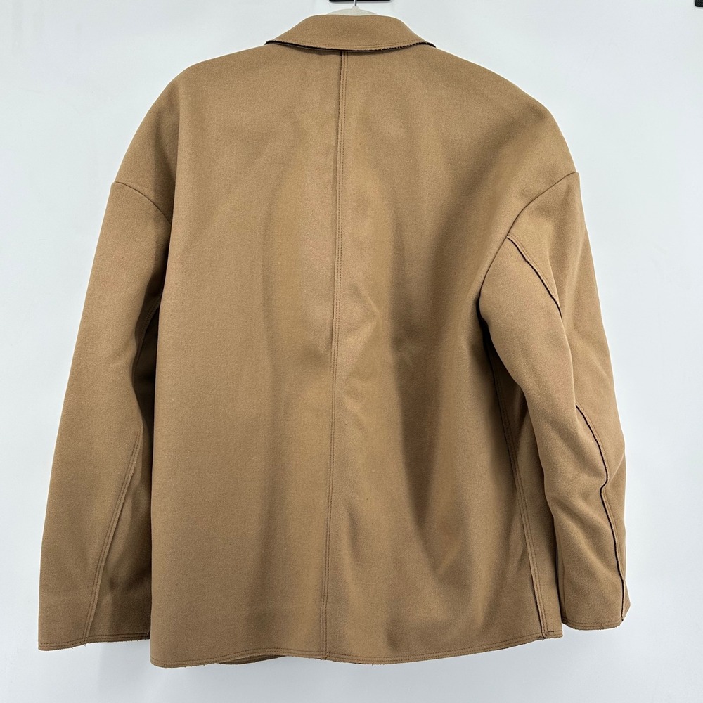 GAP Wool Blend Coat Womens MT Camel Brown Boxy Oversized Minimalist Academia - Picture 2 of 8